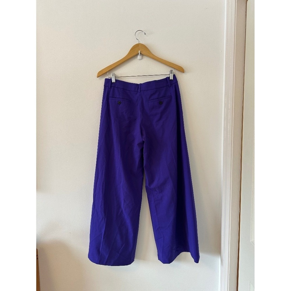 Theory Pleated Low-Rise Wide Leg Pant in Good Wool - Blue Iris (Purple) | Size 2 - Picture 8 of 12
